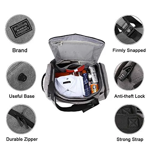 NeSus Travel Luggage Duffel Bag Lightweight Gym Bag Anti-theft Backpack (Grey)