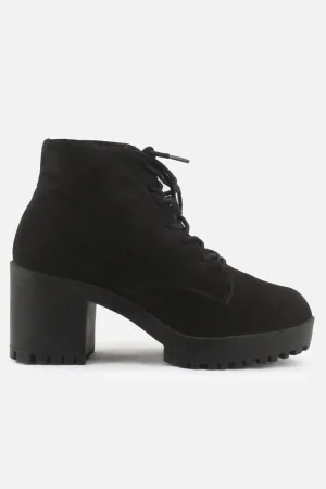 New Look Laces Block Heels Ankle Boots | Suede