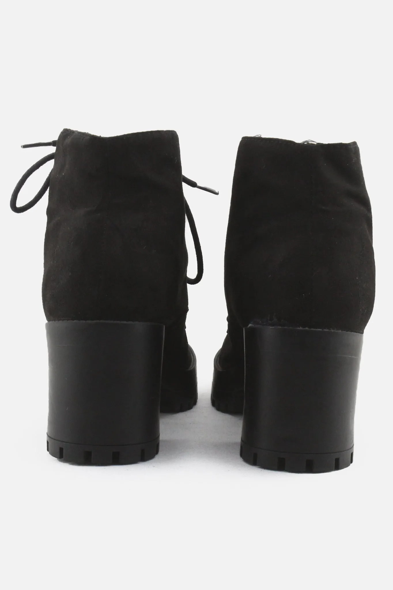 New Look Laces Block Heels Ankle Boots | Suede