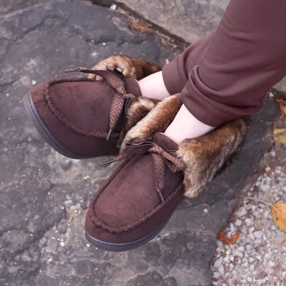 New with tags! Isotoner Women's Microsuede Nelly Moc Bootie Slippers in Brown, Sz M 7.5-8