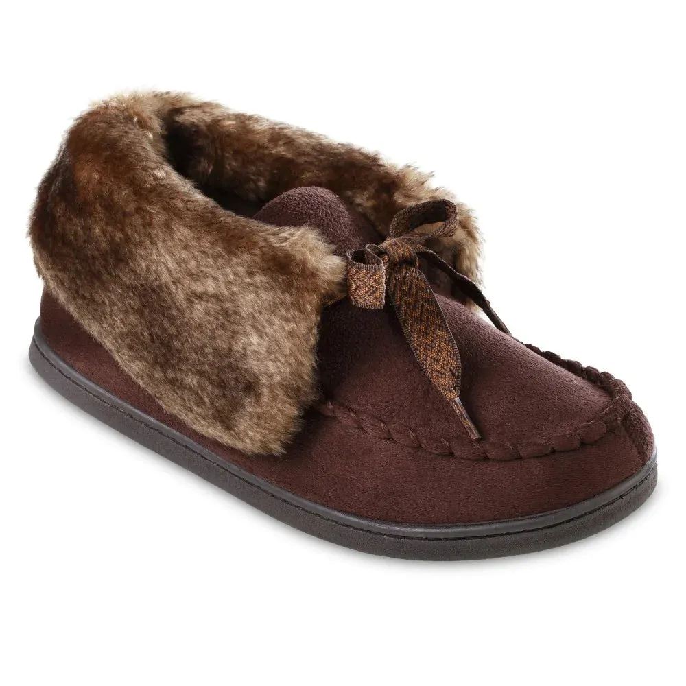 New with tags! Isotoner Women's Microsuede Nelly Moc Bootie Slippers in Brown, Sz M 7.5-8