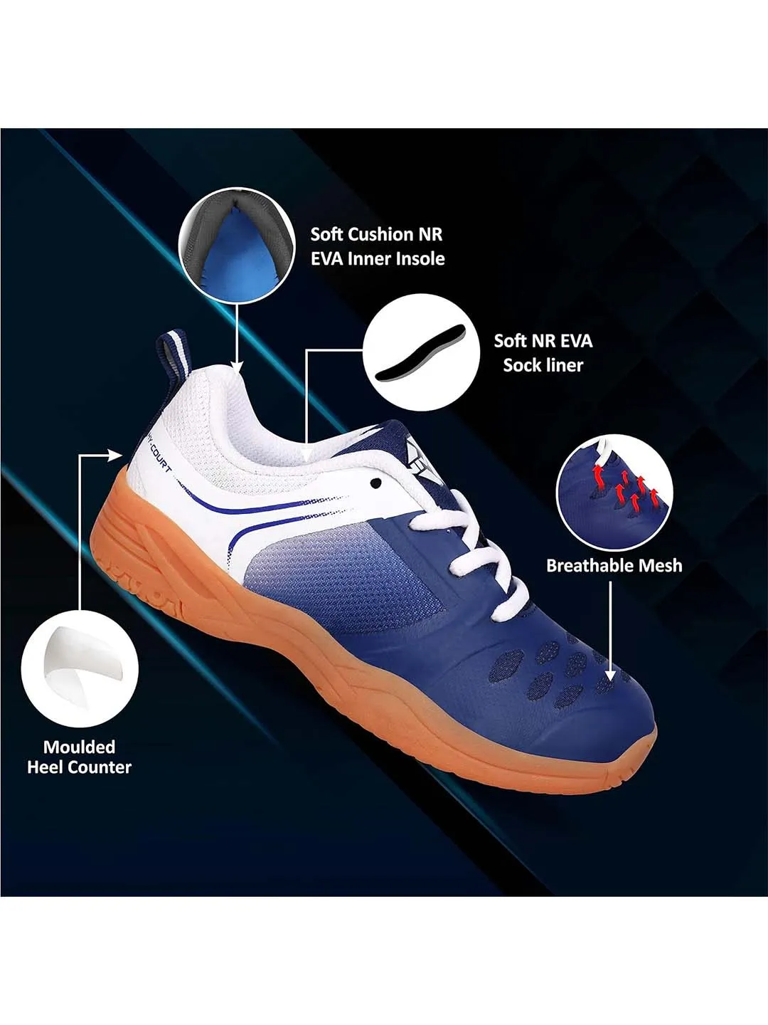 Nivia HY-Court Kids 2.0 Badminton Shoe For Men, Blue