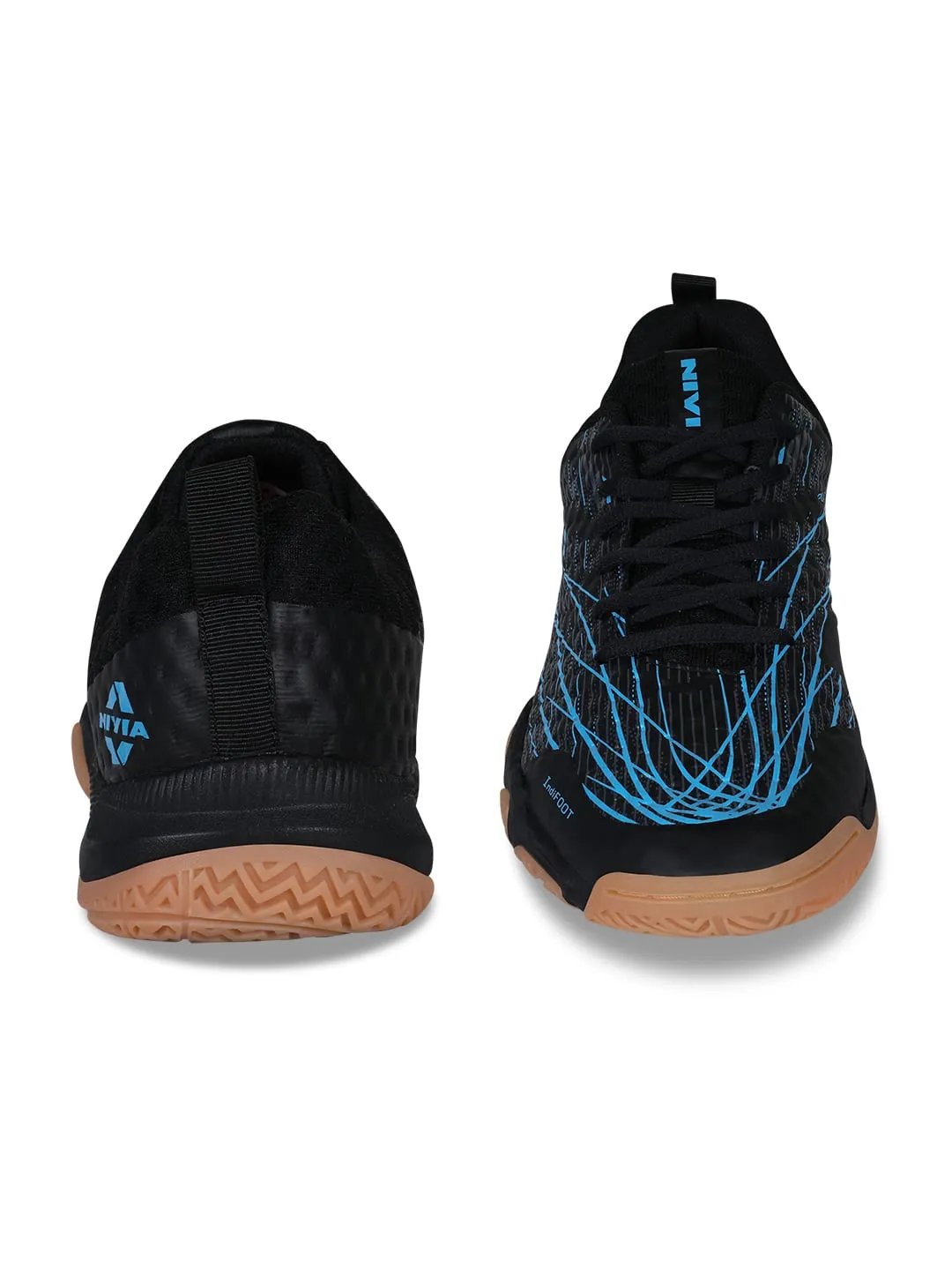 NIVIA Powerstrike 3.0 Badminton Shoes for Mens (Black/Blue)