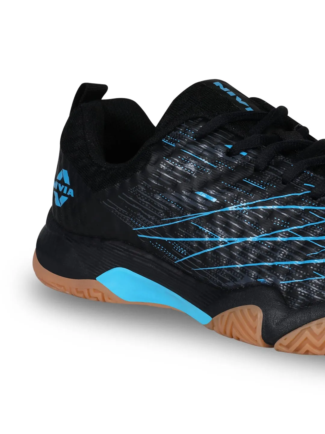 NIVIA Powerstrike 3.0 Badminton Shoes for Mens (Black/Blue)