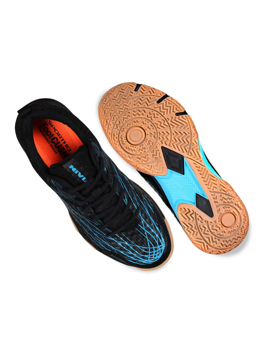 NIVIA Powerstrike 3.0 Badminton Shoes for Mens (Black/Blue)