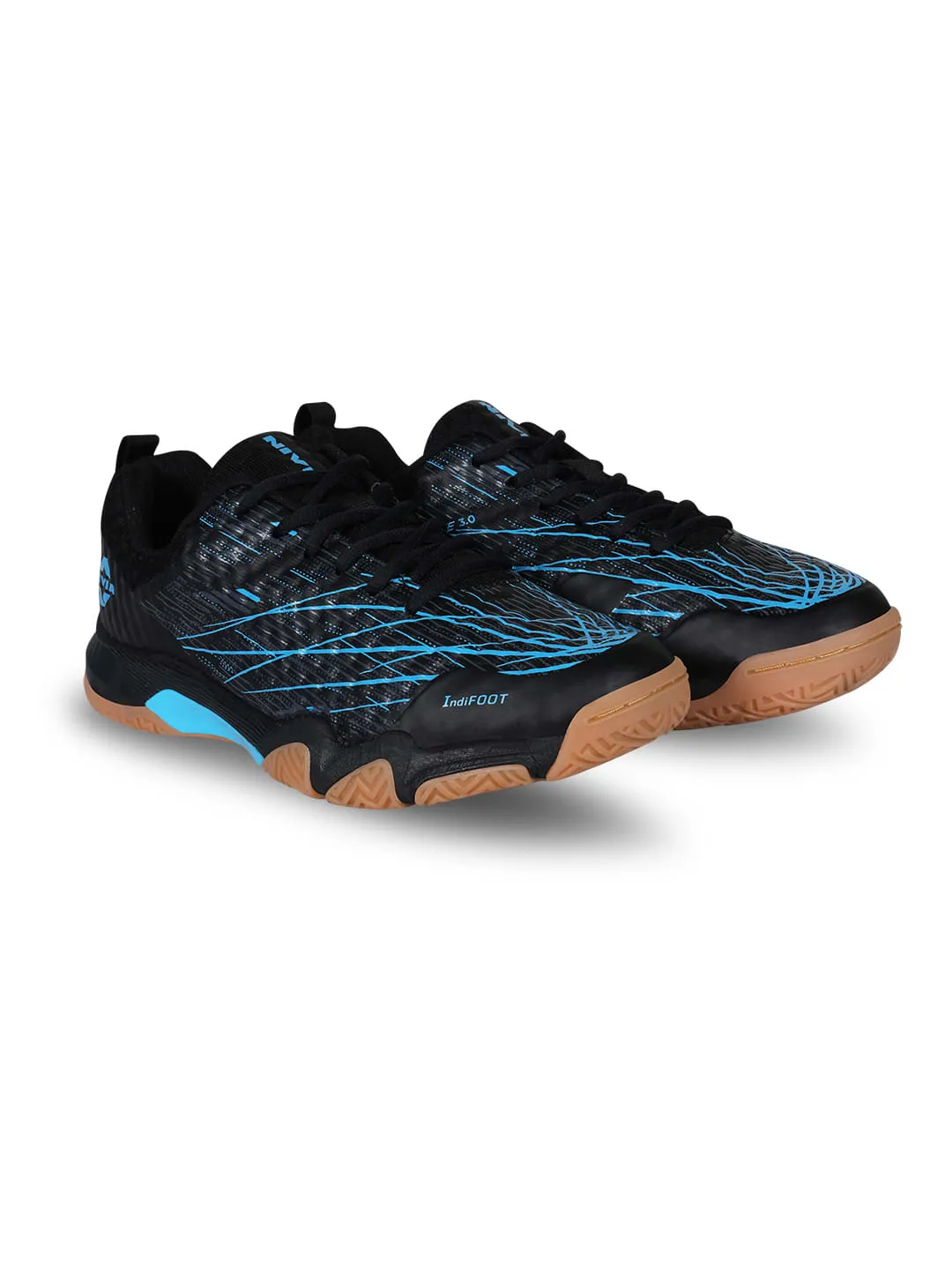 NIVIA Powerstrike 3.0 Badminton Shoes for Mens (Black/Blue)