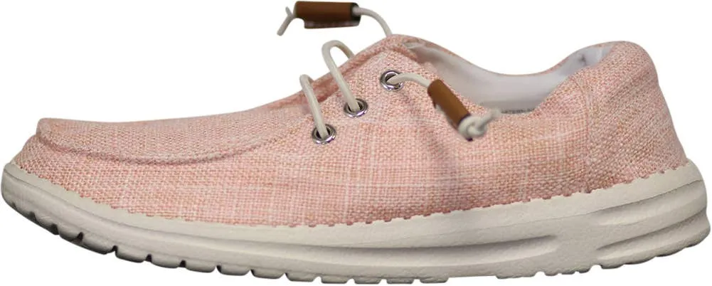 Norty Girls 11-4 Pink Laceup Canvas Boat Shoes