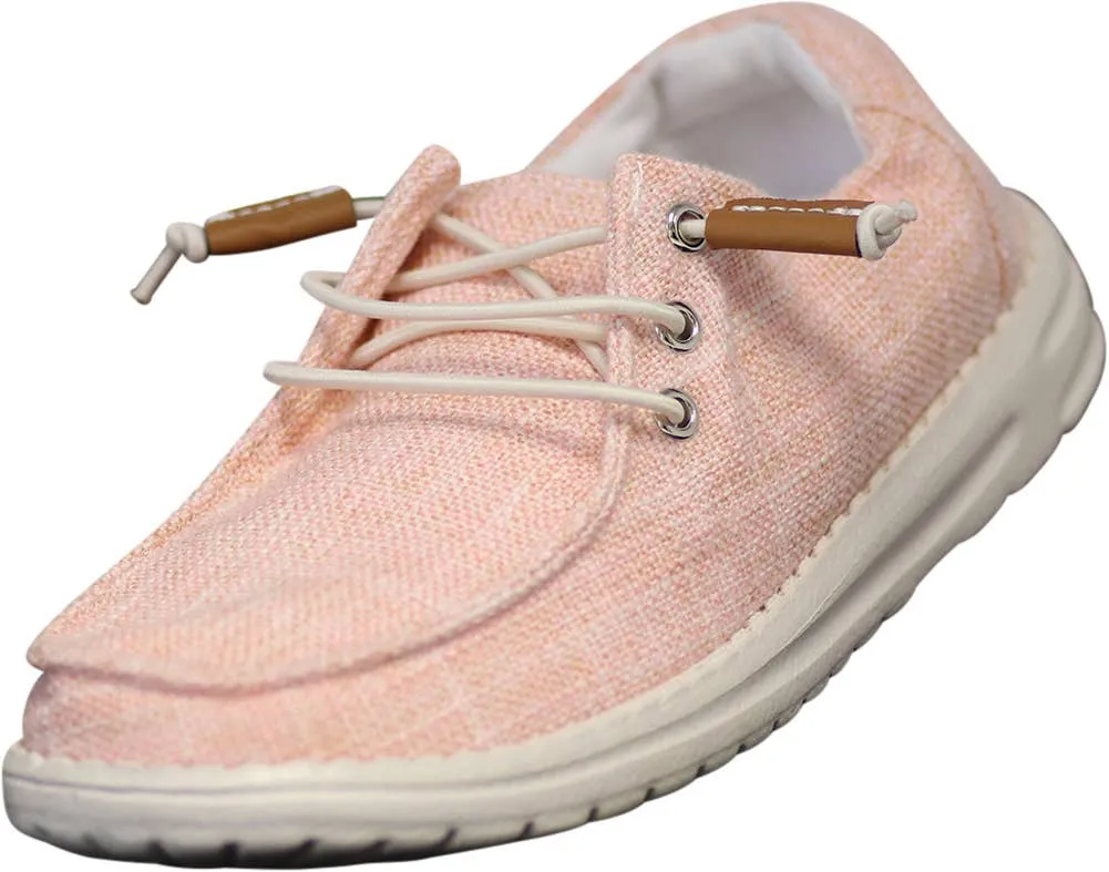 Norty Girls 11-4 Pink Laceup Canvas Boat Shoes