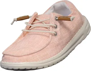 Norty Girls 11-4 Pink Laceup Canvas Boat Shoes