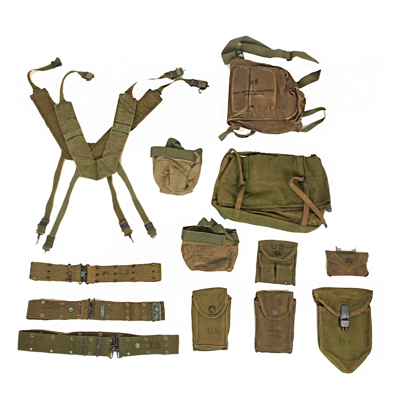Original U.S. Vietnam / Cold War Era Field Gear and Modernized Load-Carrying Equipment Lot - 13 Items
