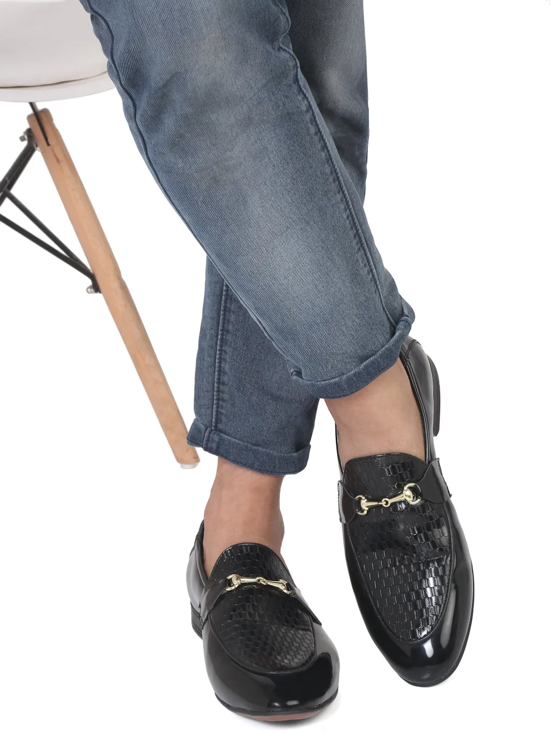 Pelle Albero Black Casual Slip-On Moccasin For Men
