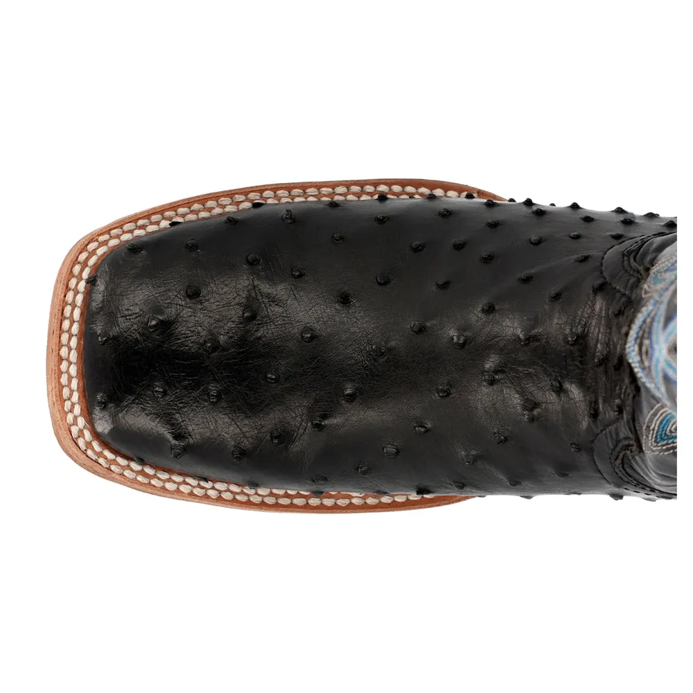 PRCA Collection Full-Quill Ostrich Embroidered Square Toe Cowboys Boots