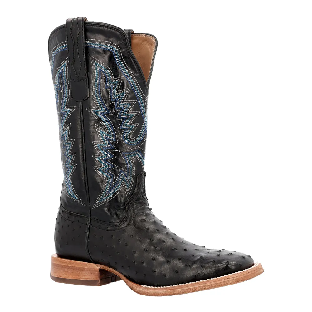 PRCA Collection Full-Quill Ostrich Embroidered Square Toe Cowboys Boots