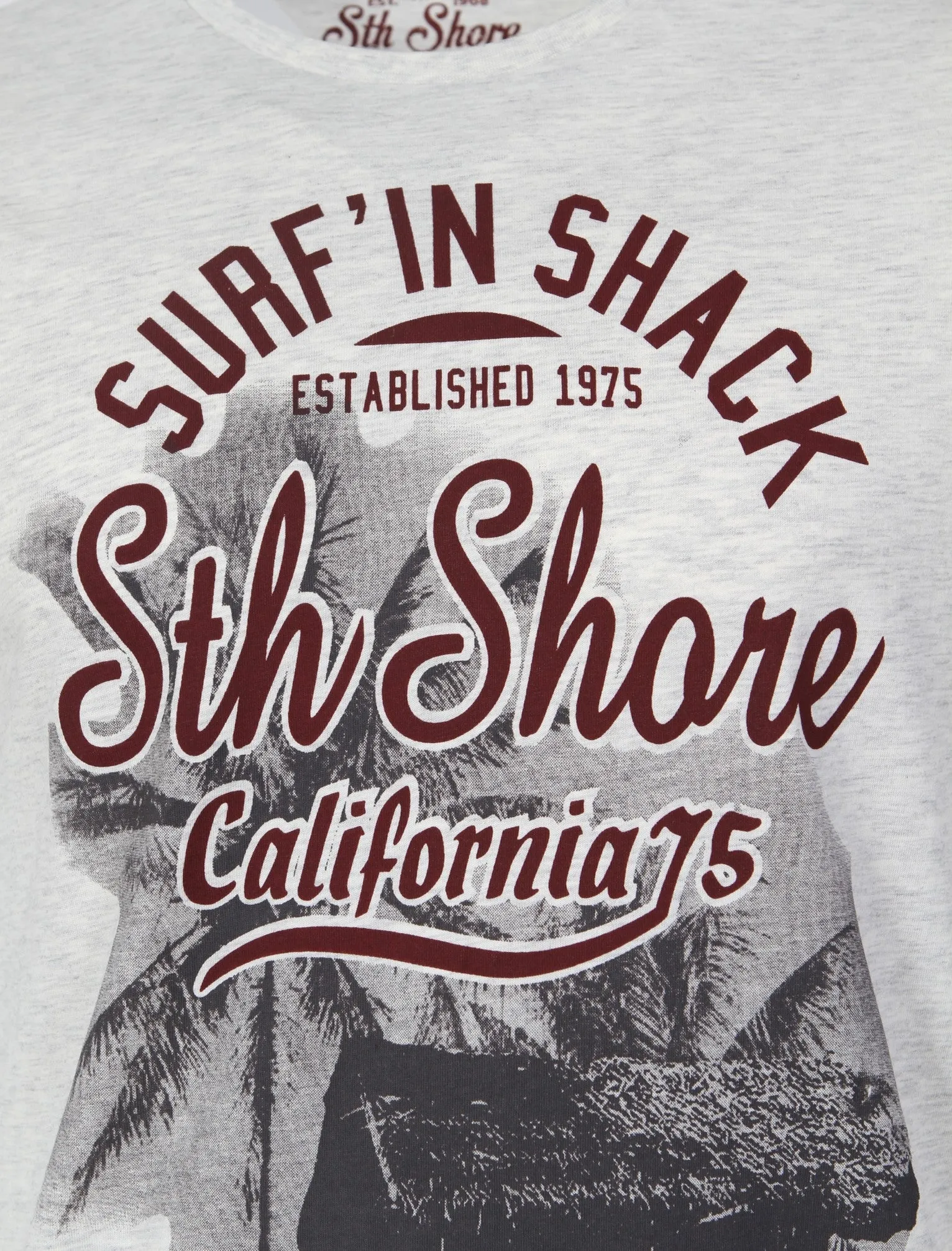 Shack Motif Cotton Crew Neck T-Shirt In Oatgrey Marl - South Shore