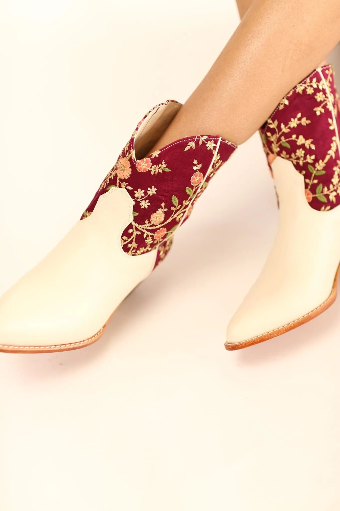 SILK EMBROIDERED SHORT BOOTS AIMEE