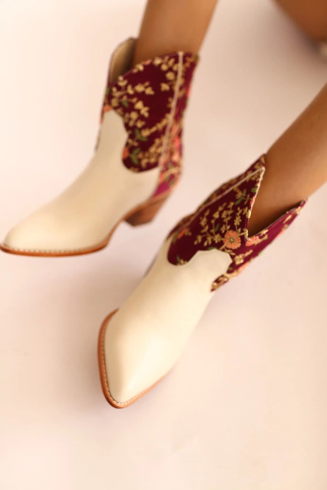 SILK EMBROIDERED SHORT BOOTS AIMEE
