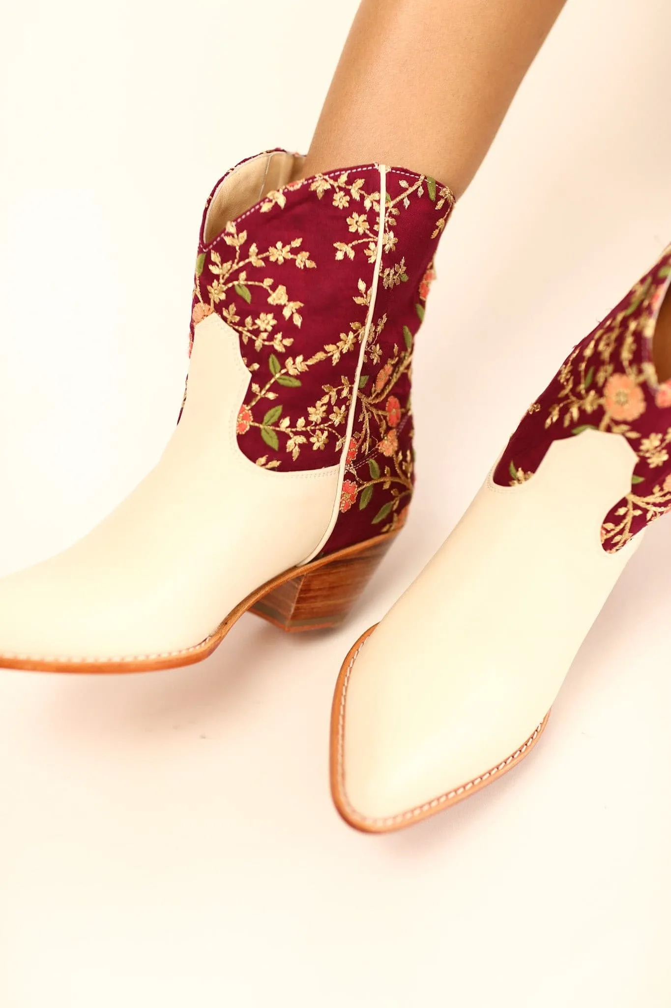SILK EMBROIDERED SHORT BOOTS AIMEE