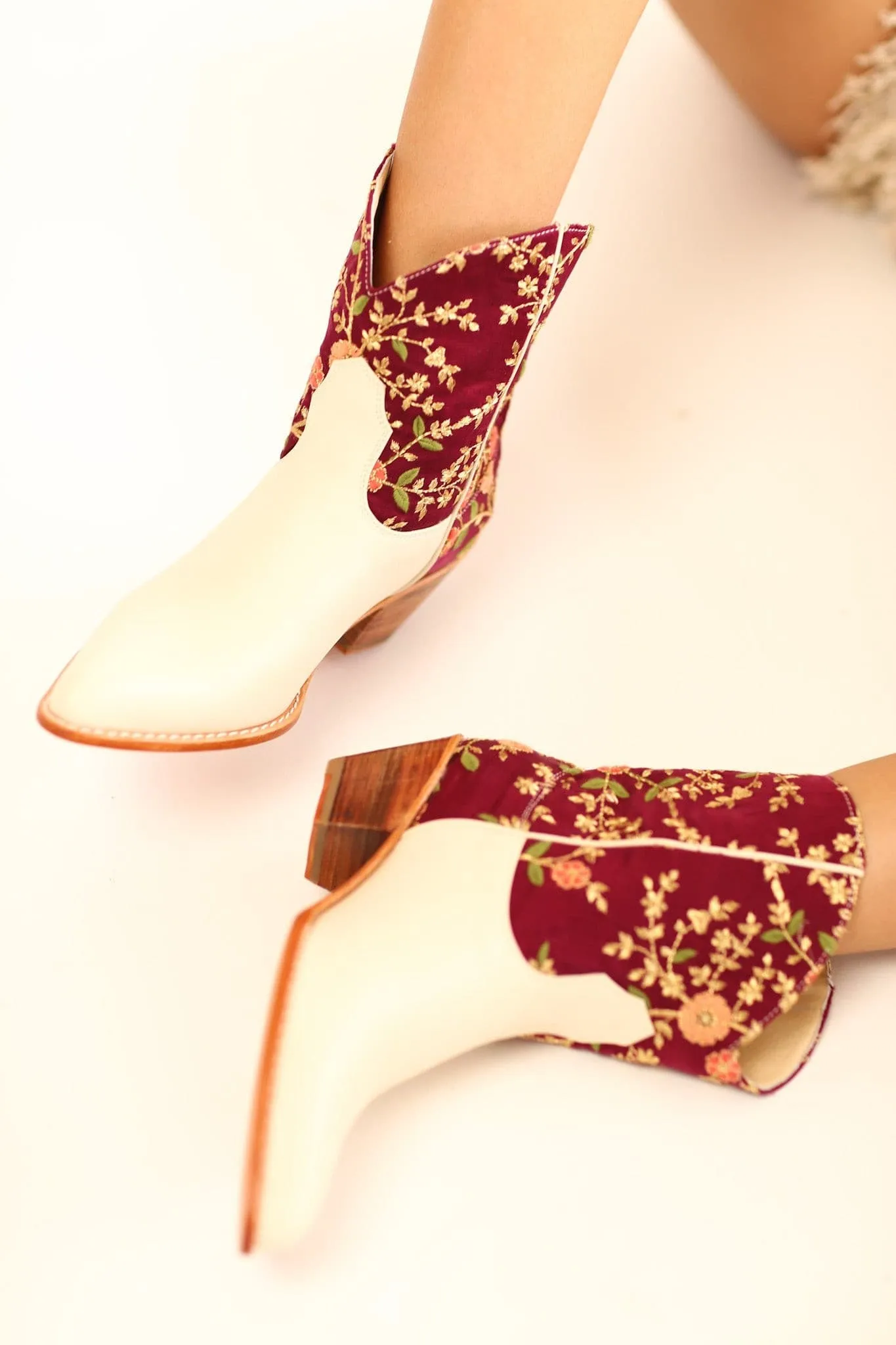 SILK EMBROIDERED SHORT BOOTS AIMEE