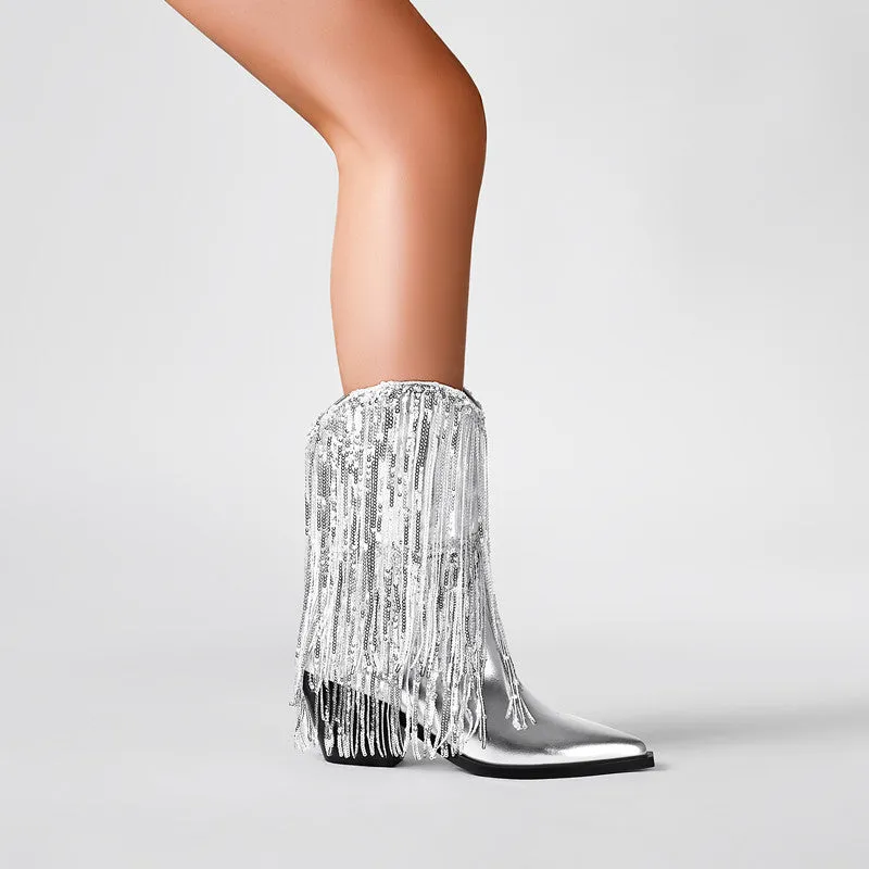 Silver Cowboy Boots