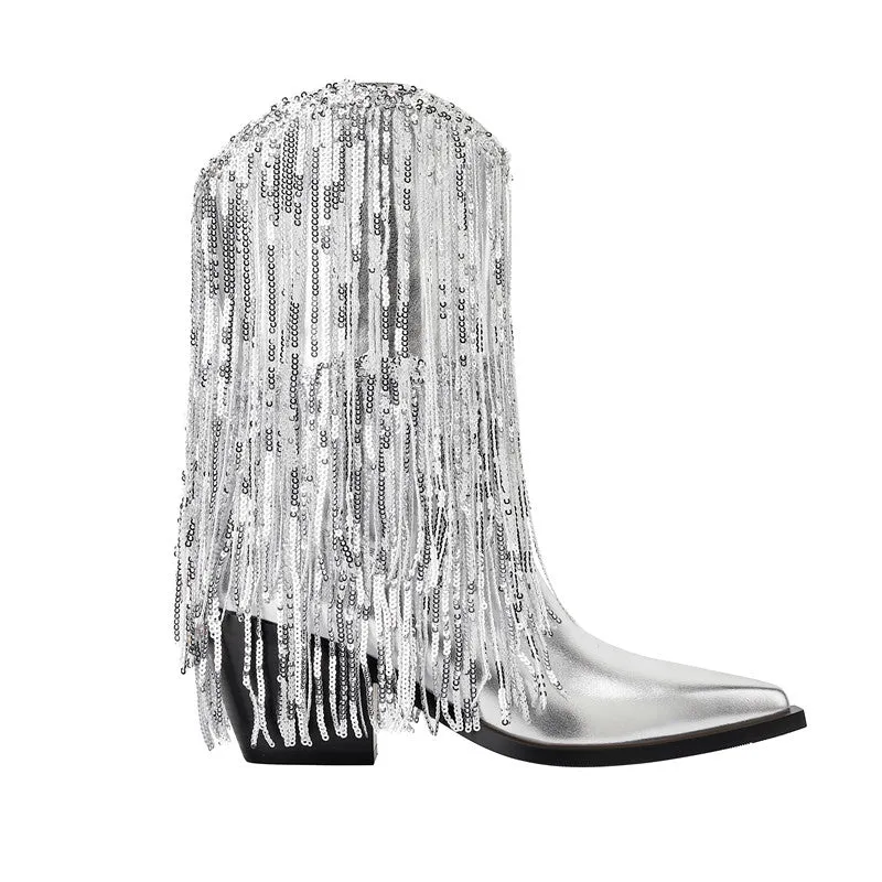Silver Cowboy Boots