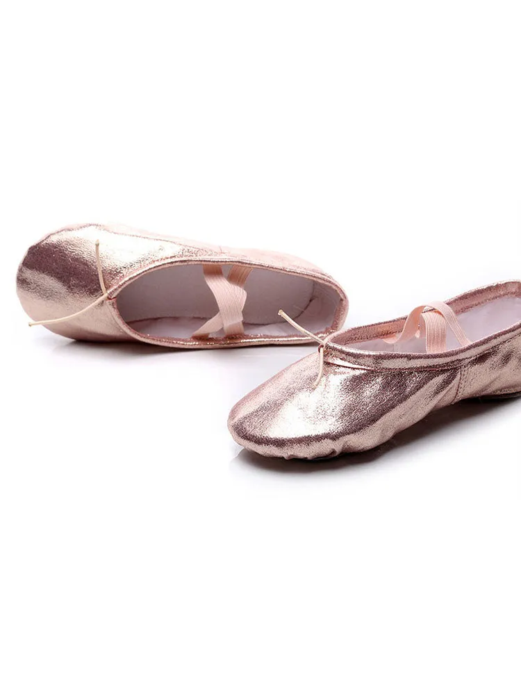 Soft Sole Breathable Cat Claw Crystal Pink PU Leather Ballet Shoes