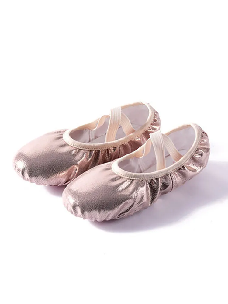 Soft Sole Breathable Cat Claw Crystal Pink PU Leather Ballet Shoes