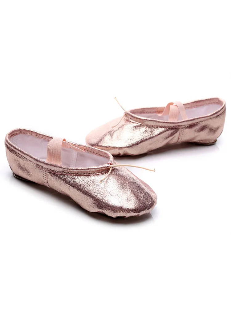 Soft Sole Breathable Cat Claw Crystal Pink PU Leather Ballet Shoes