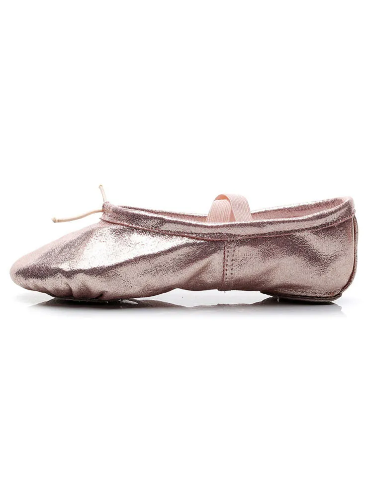 Soft Sole Breathable Cat Claw Crystal Pink PU Leather Ballet Shoes