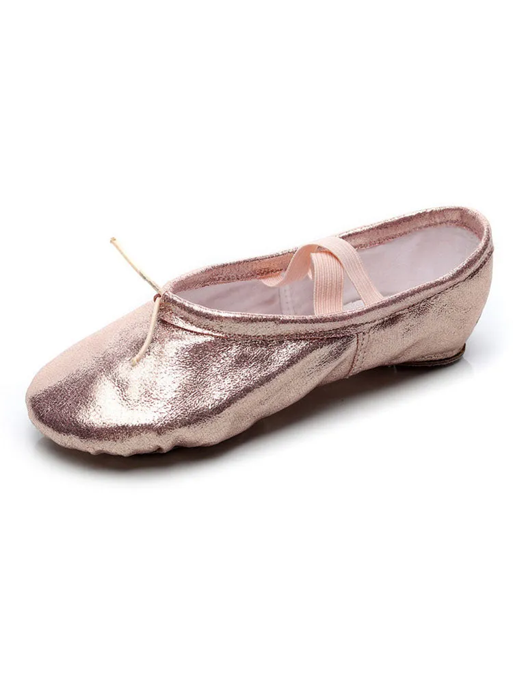 Soft Sole Breathable Cat Claw Crystal Pink PU Leather Ballet Shoes