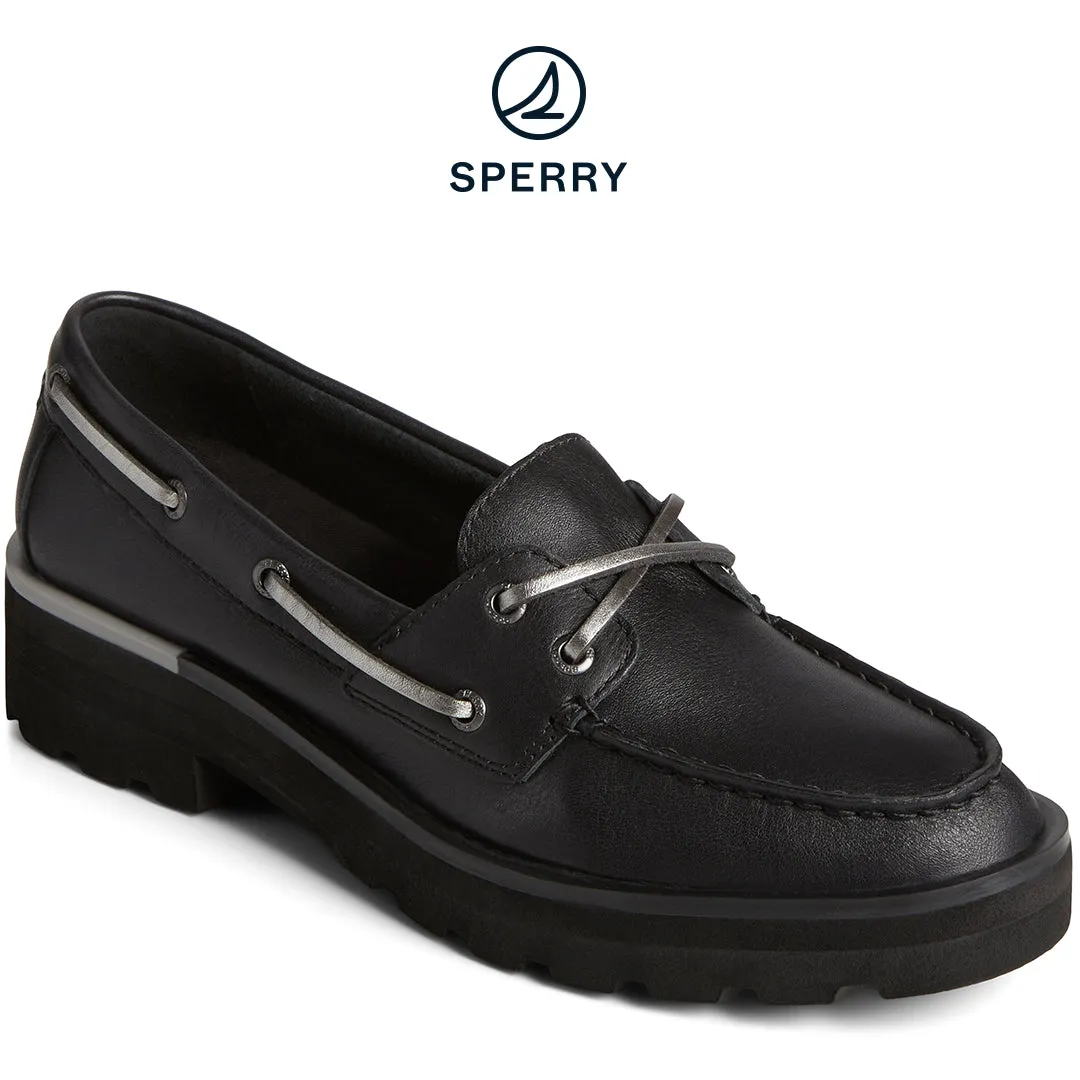 Sperry Women's Chunky 2-Eye Leather Boat Shoe Black (STS89097)