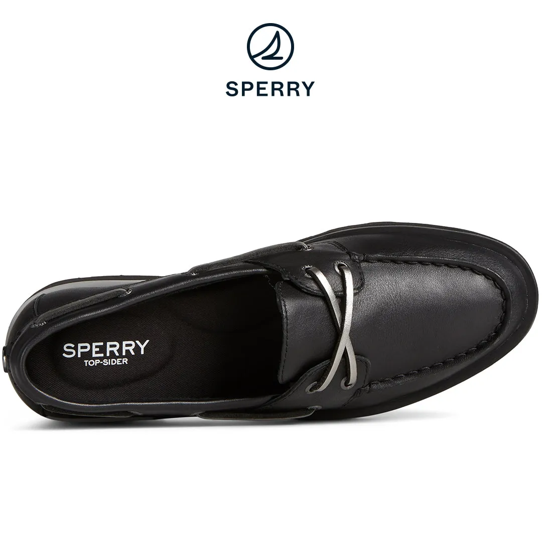 Sperry Women's Chunky 2-Eye Leather Boat Shoe Black (STS89097)