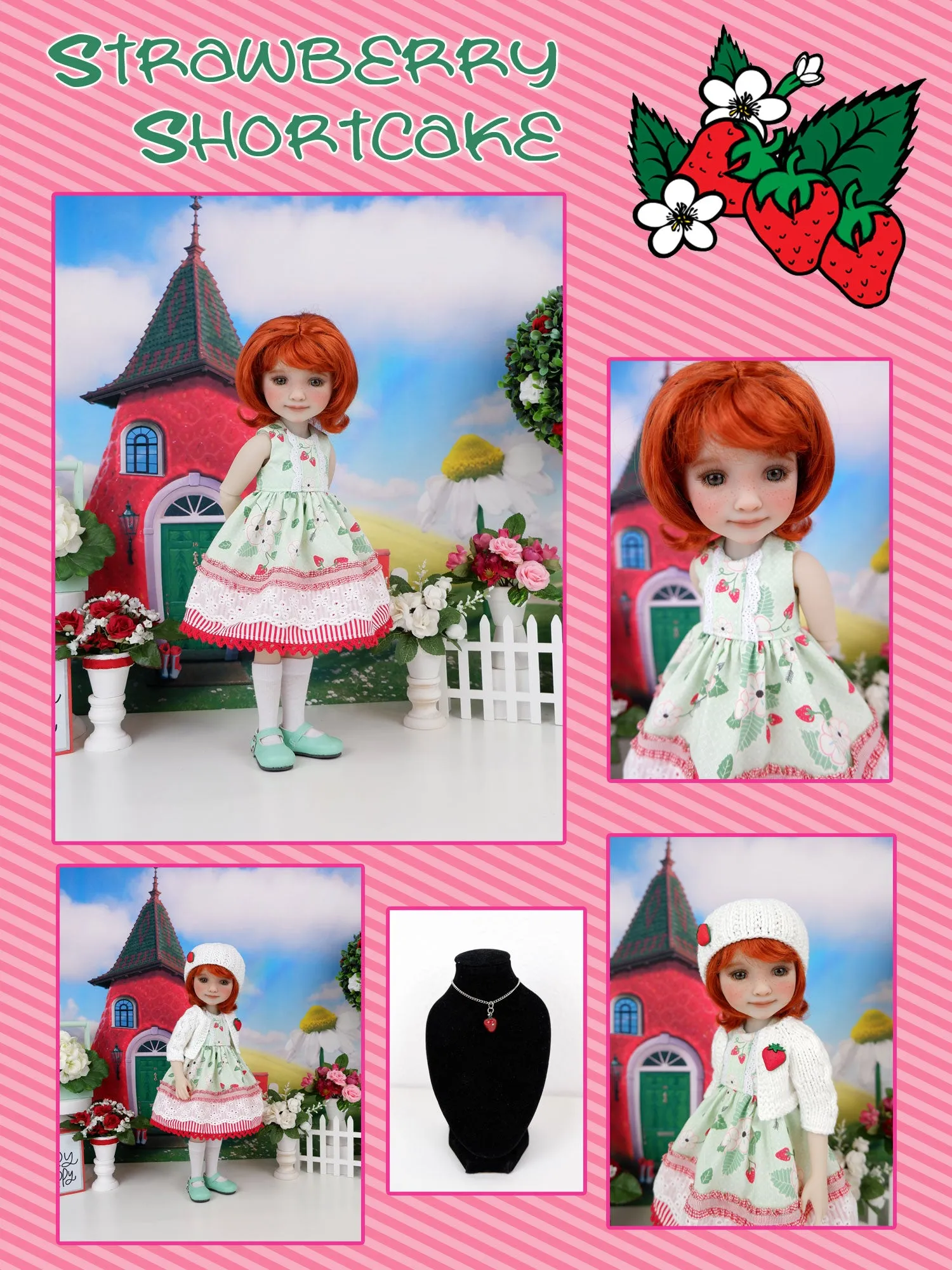 Strawberry Shortcake - custom strawberry themed Ruby Red Fashion Friend doll & wardrobe