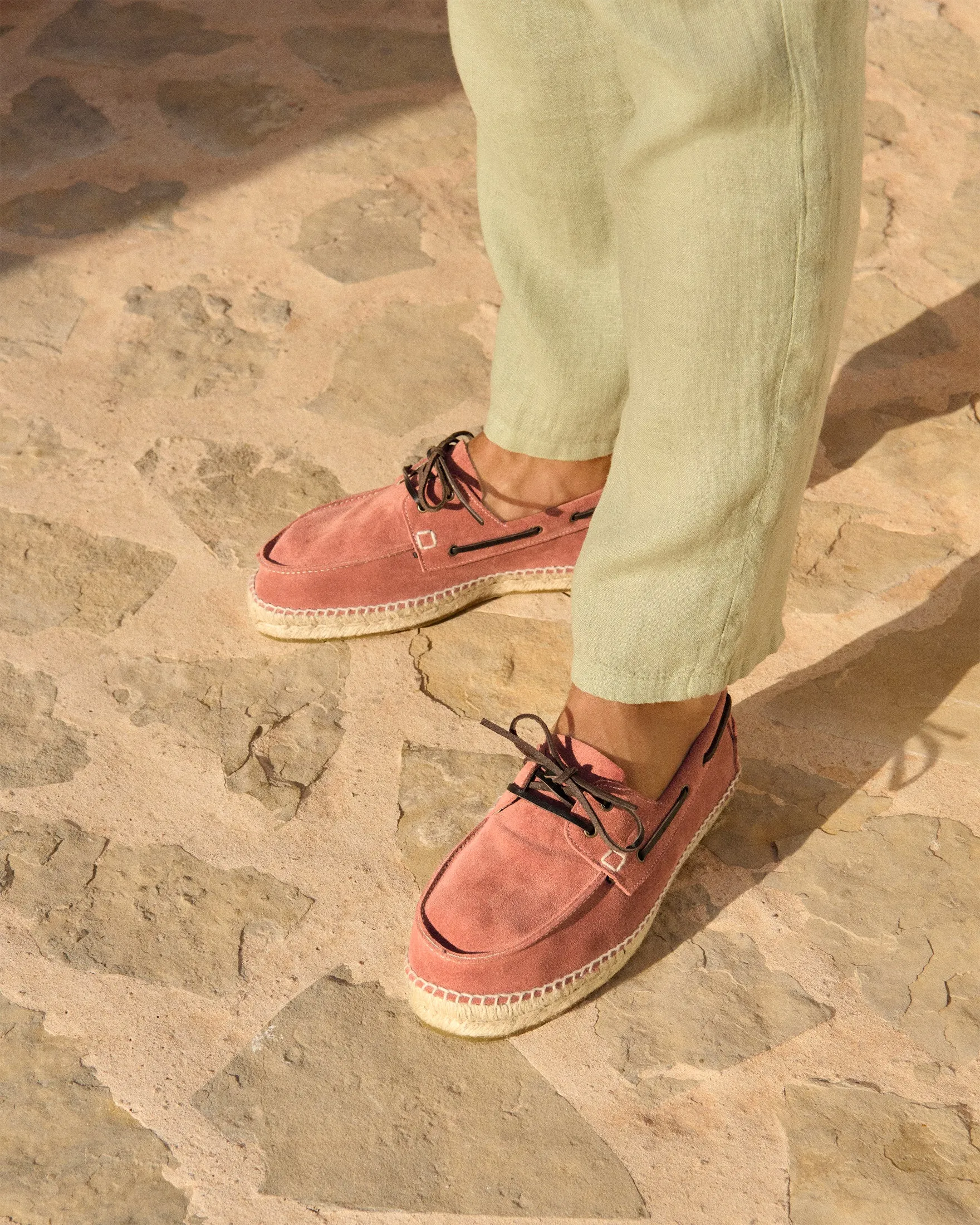 Suede Boat-Shoes Espadrilles - R70K0 - Hamptons Terracotta