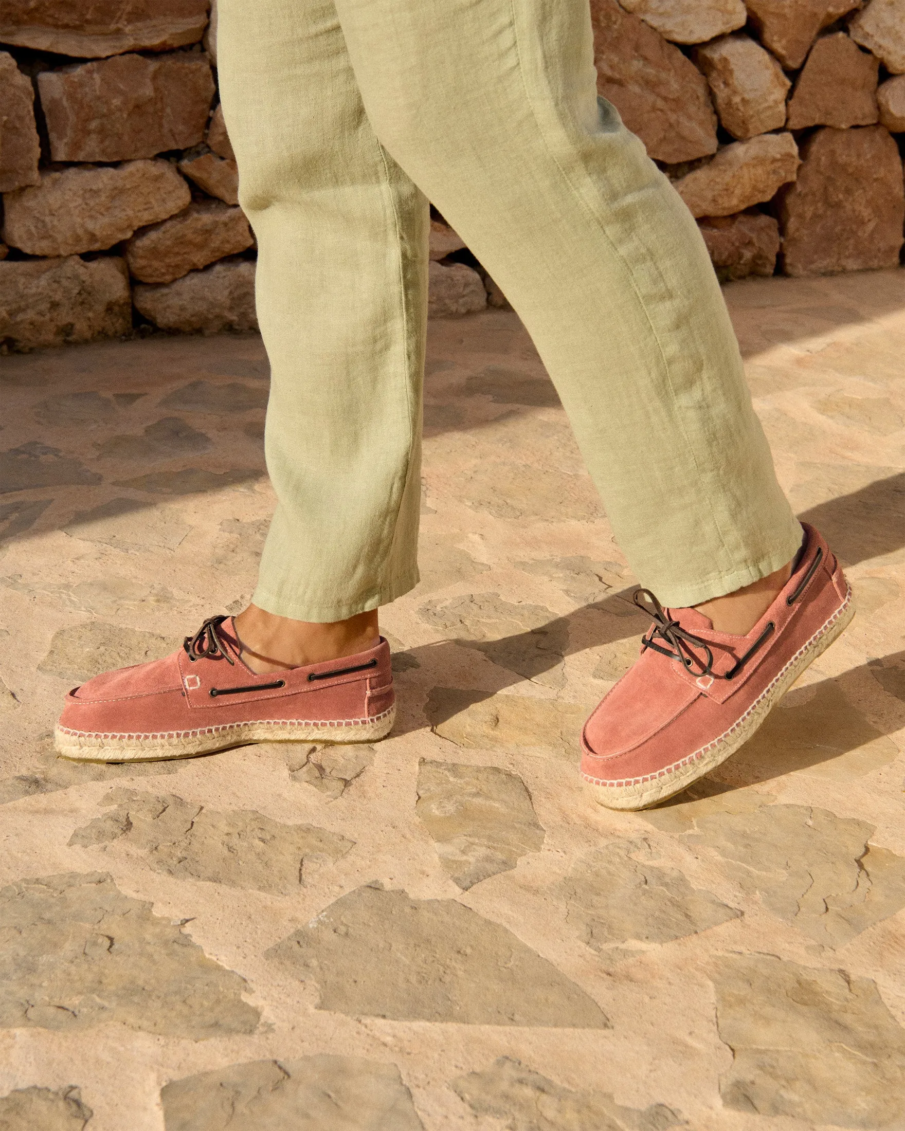 Suede Boat-Shoes Espadrilles - R70K0 - Hamptons Terracotta