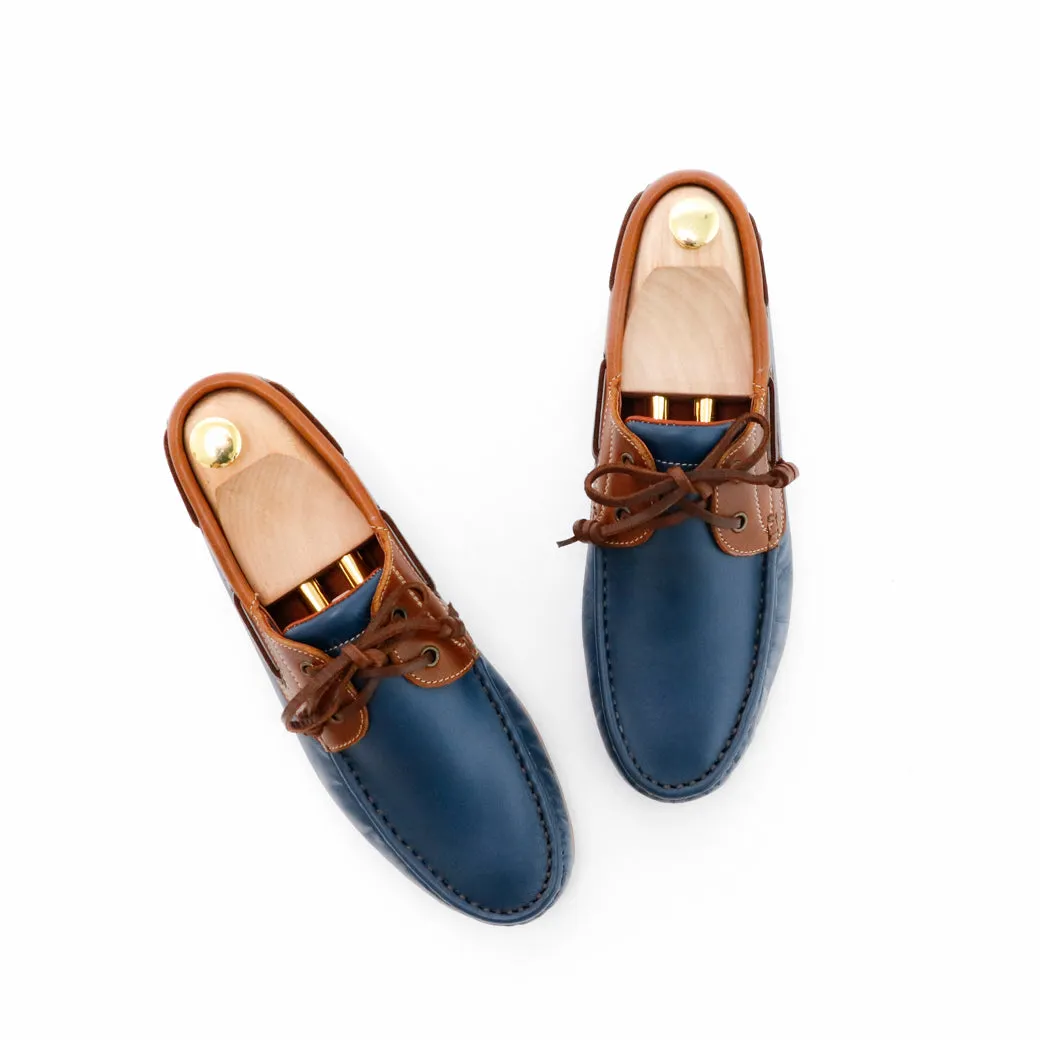 The Punter's Boat Shoes - Navy and Beige
