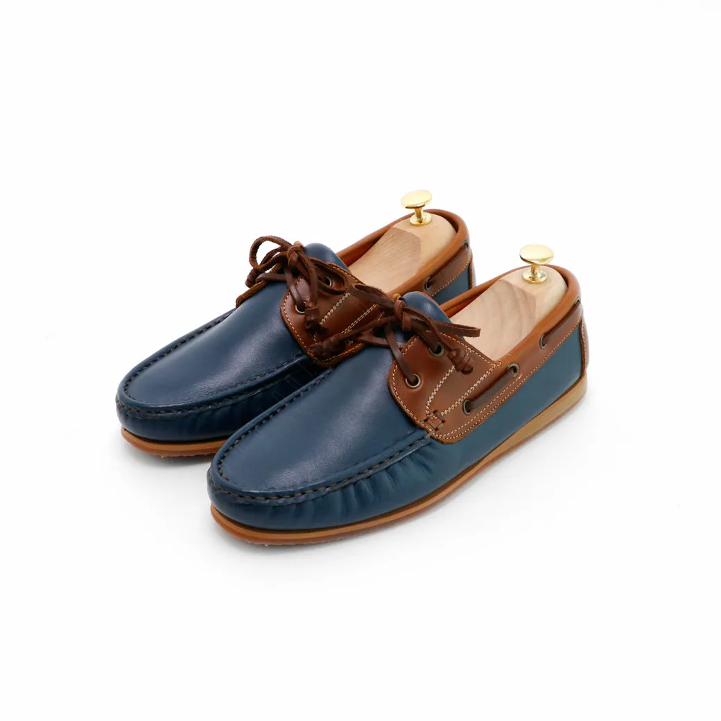 The Punter's Boat Shoes - Navy and Beige