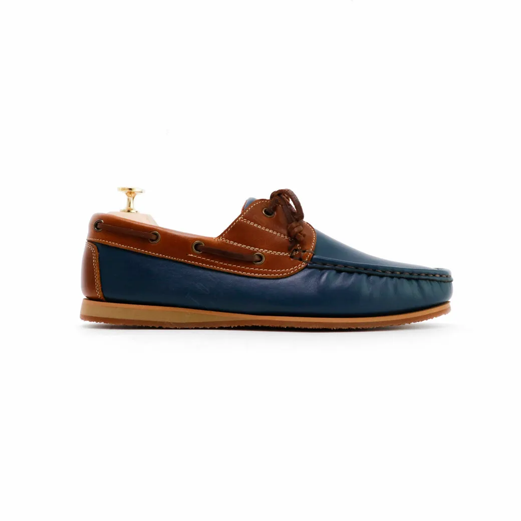 The Punter's Boat Shoes - Navy and Beige