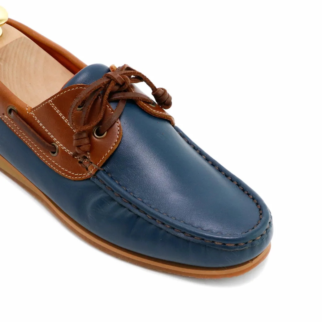 The Punter's Boat Shoes - Navy and Beige