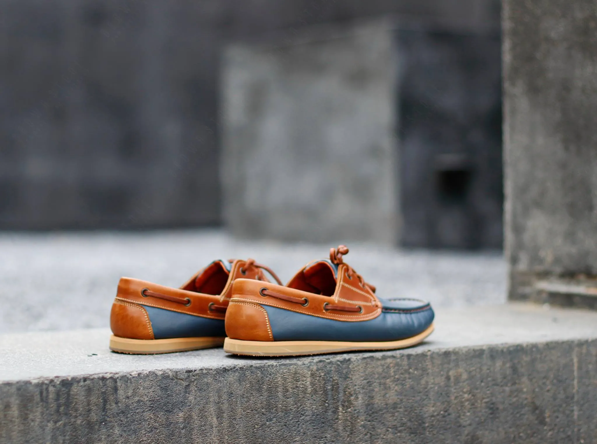 The Punter's Boat Shoes - Navy and Beige