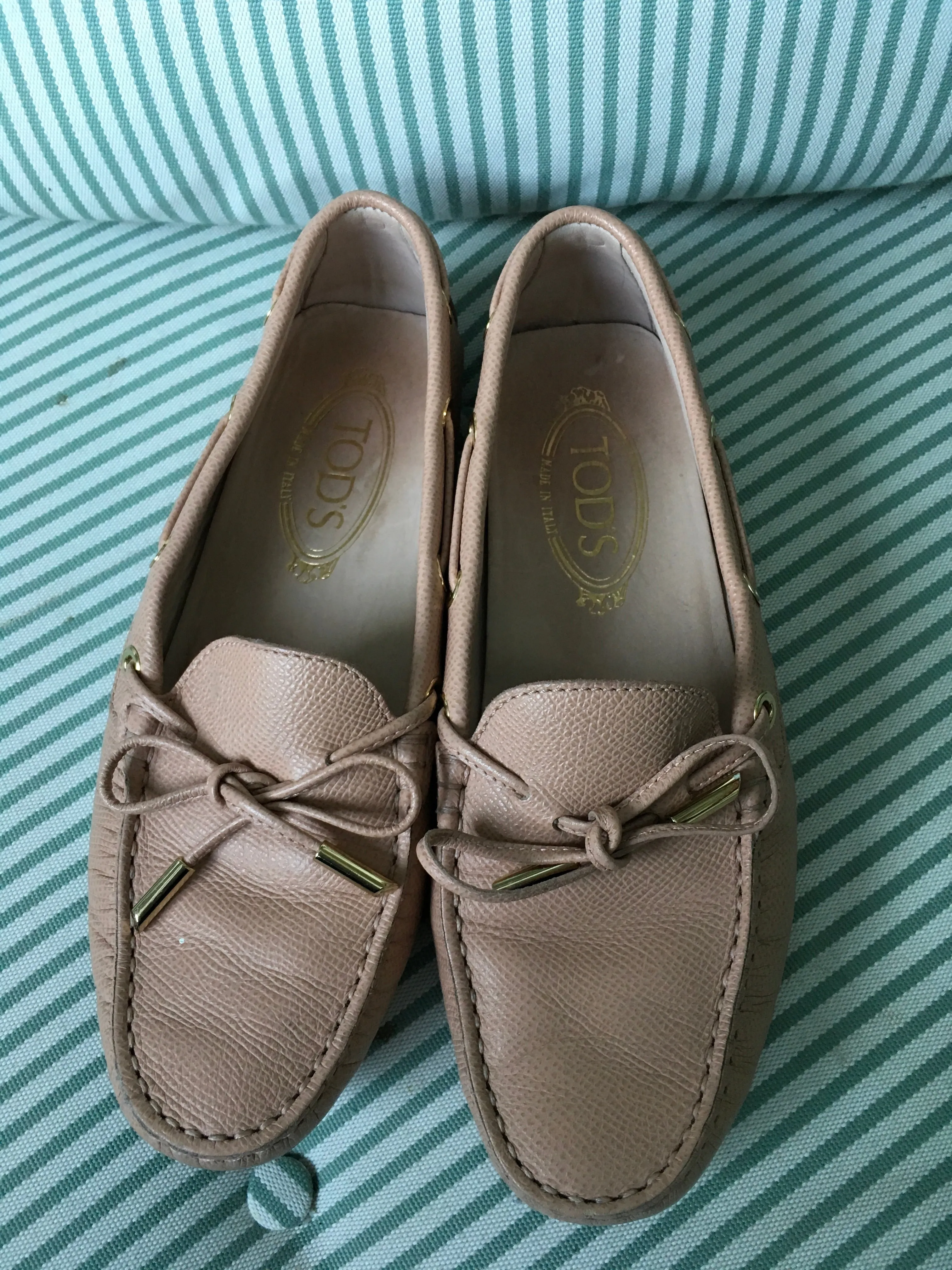 TOD'S Beige Leather Penny Moccasins Flats Driving Shoes Size 36 UK 3 US 6 Ladies