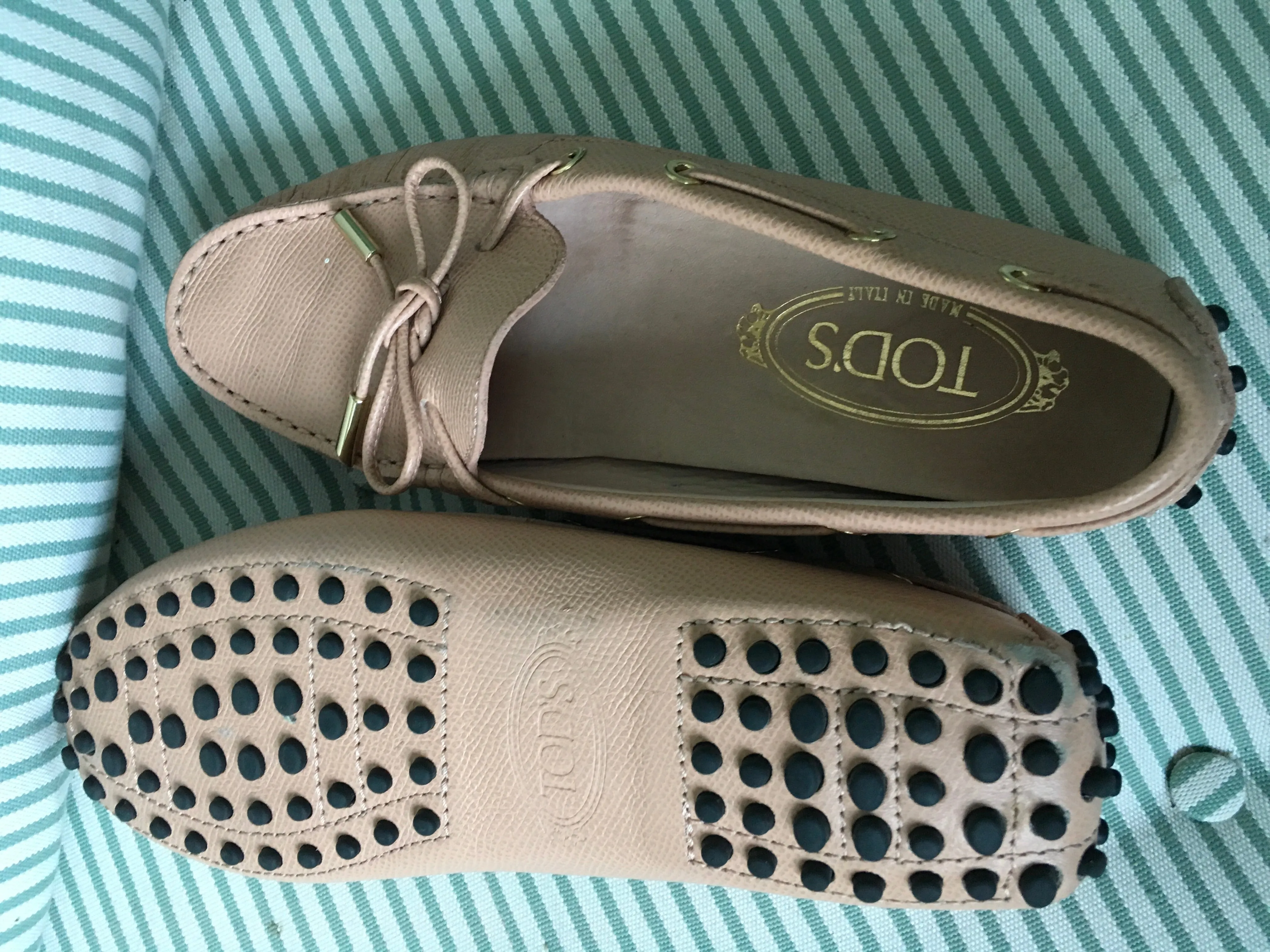 TOD'S Beige Leather Penny Moccasins Flats Driving Shoes Size 36 UK 3 US 6 Ladies