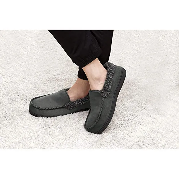 VONMAY Men's Moccasin Slippers Fuzzy House Shoes Fleece Home Memory Foam Indoor Outdoor
