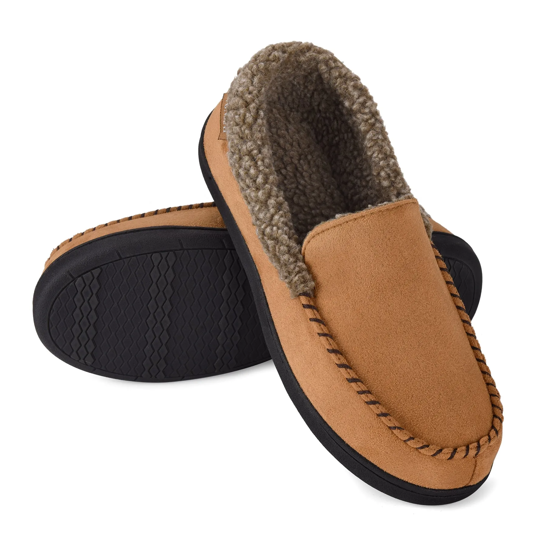 VONMAY Men's Moccasin Slippers Fuzzy House Shoes Fleece Home Memory Foam Indoor Outdoor