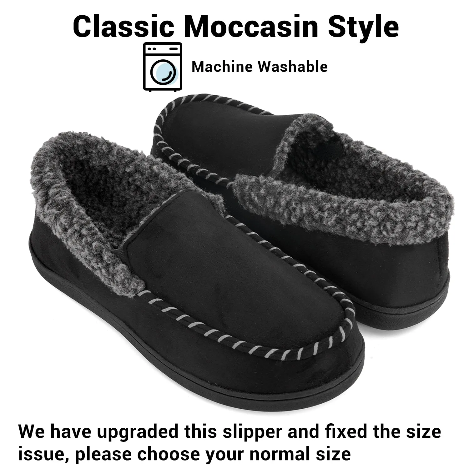 VONMAY Men's Moccasin Slippers Fuzzy House Shoes Fleece Home Memory Foam Indoor Outdoor