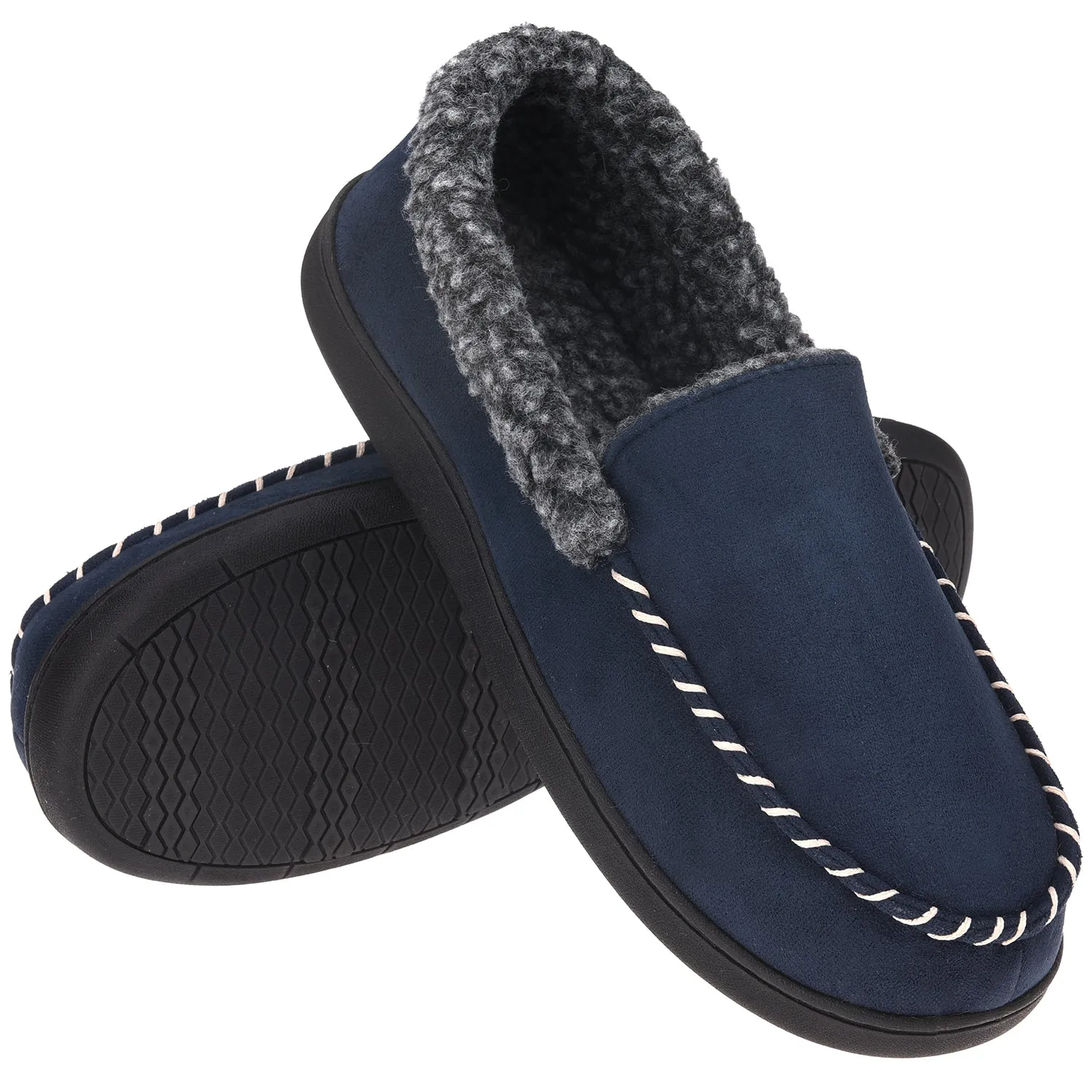 VONMAY Men's Moccasin Slippers Fuzzy House Shoes Fleece Home Memory Foam Indoor Outdoor