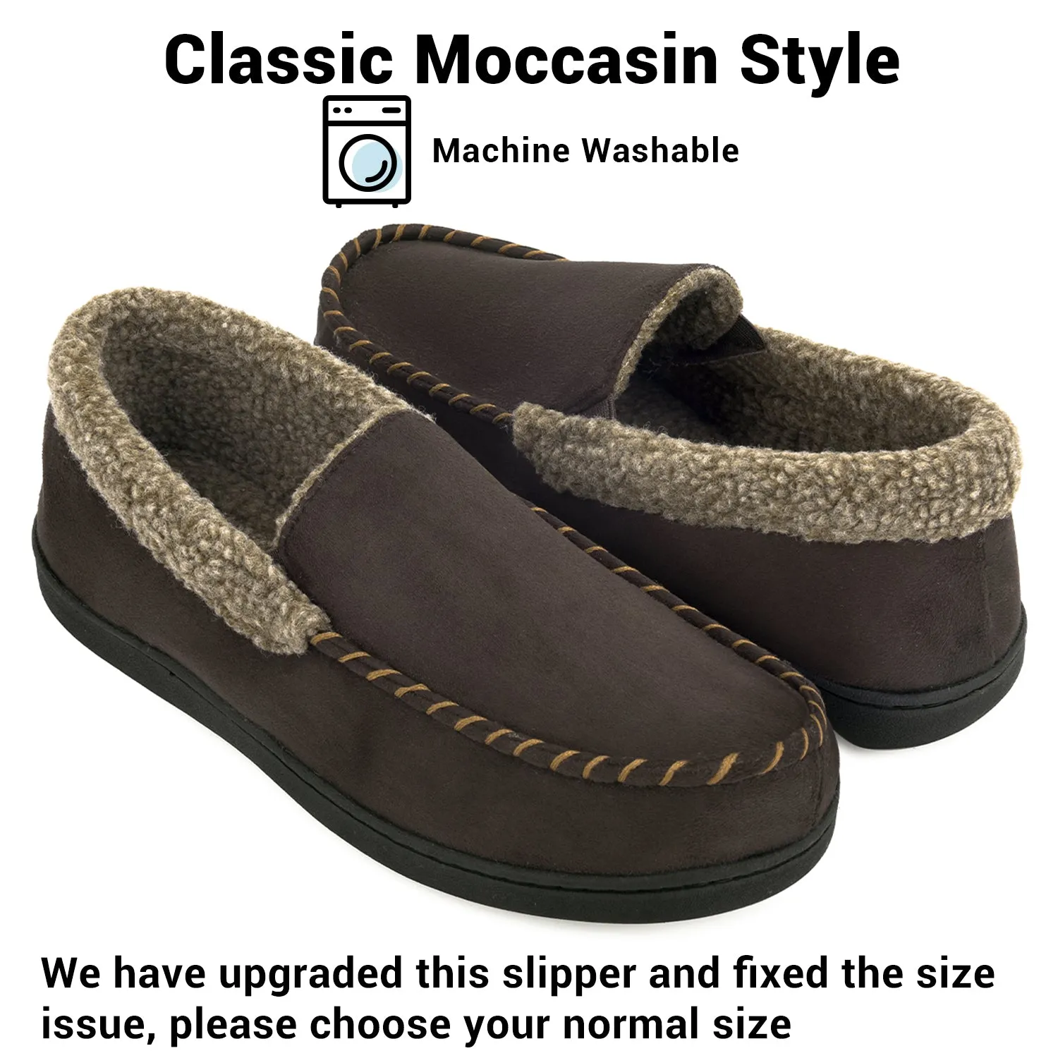 VONMAY Men's Moccasin Slippers Fuzzy House Shoes Fleece Home Memory Foam Indoor Outdoor