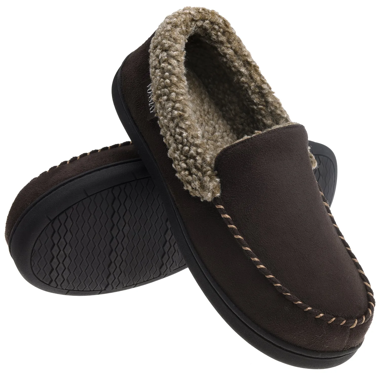 VONMAY Men's Moccasin Slippers Fuzzy House Shoes Fleece Home Memory Foam Indoor Outdoor