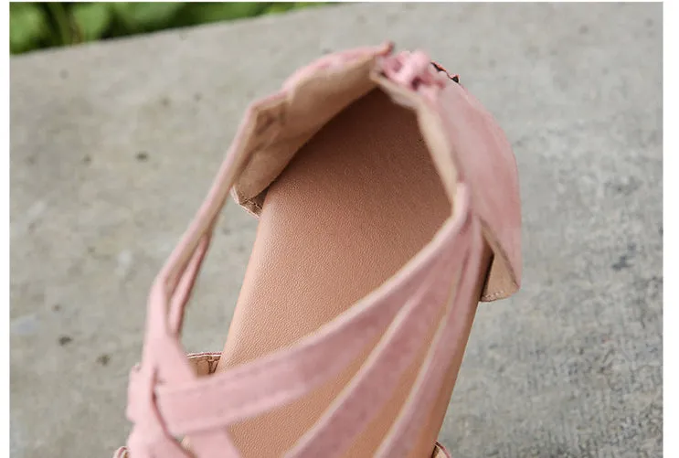 Women's Braided Cross Strap Back Zip Roman Shoes