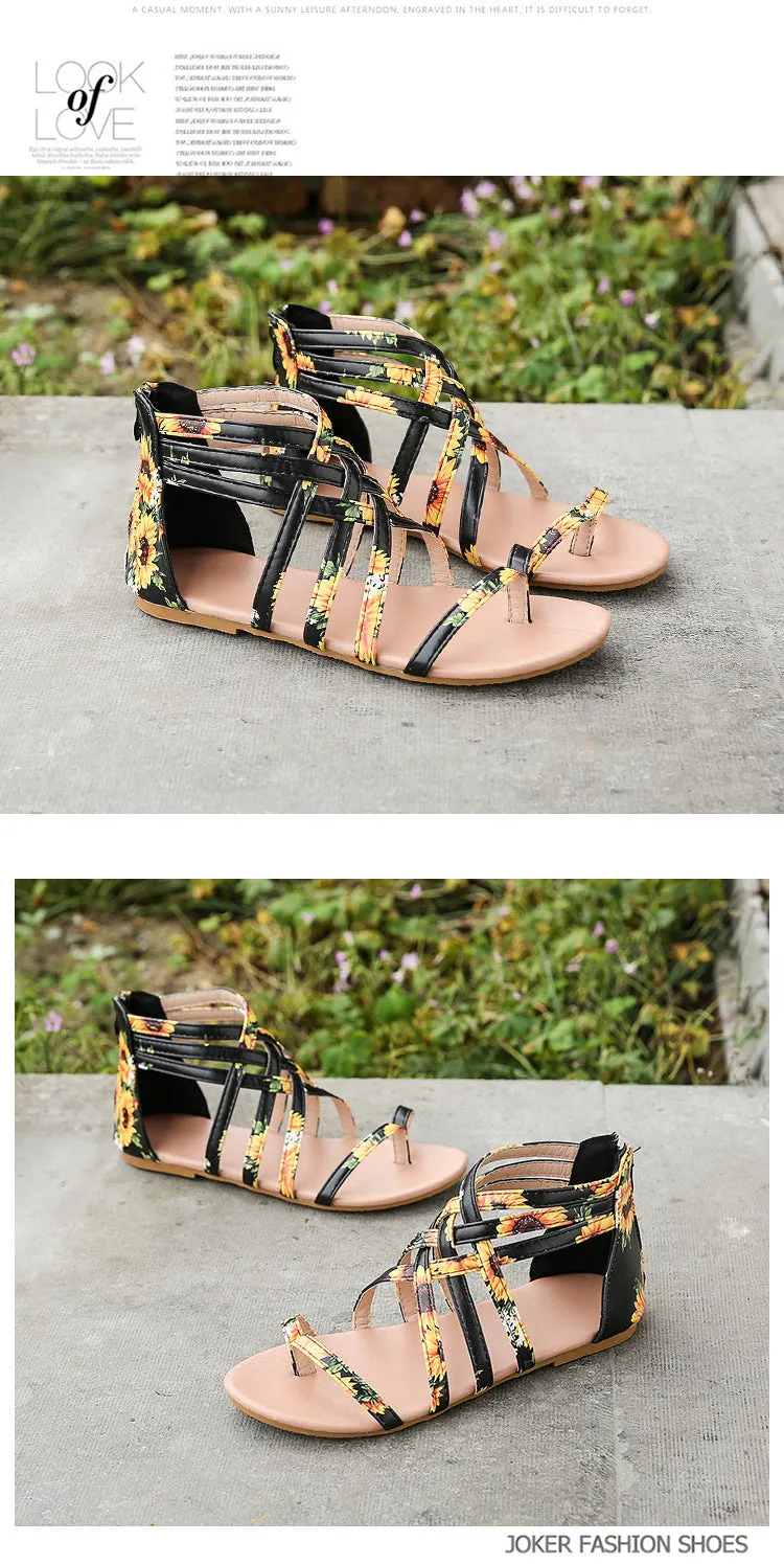 Women's Braided Cross Strap Back Zip Roman Shoes