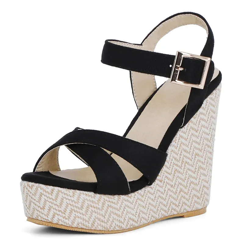 Women's Casual Shoes RC3332 Stretch Fabric Wedge Sandal With Platform